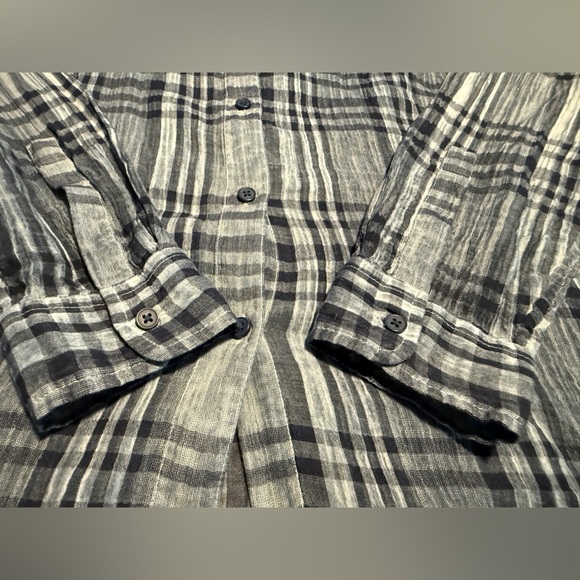 Lucky Brand Women's M‎ Button Front Lightweight Shirt Blue Plaid sheer western - Picture 9 of 16